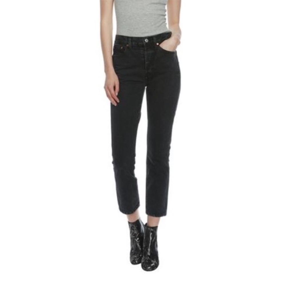 RE/DONE Originals Double Needle Crop Jeans in Washed Black Size 25